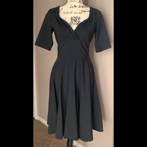 Black Low-Cut Midi Dress